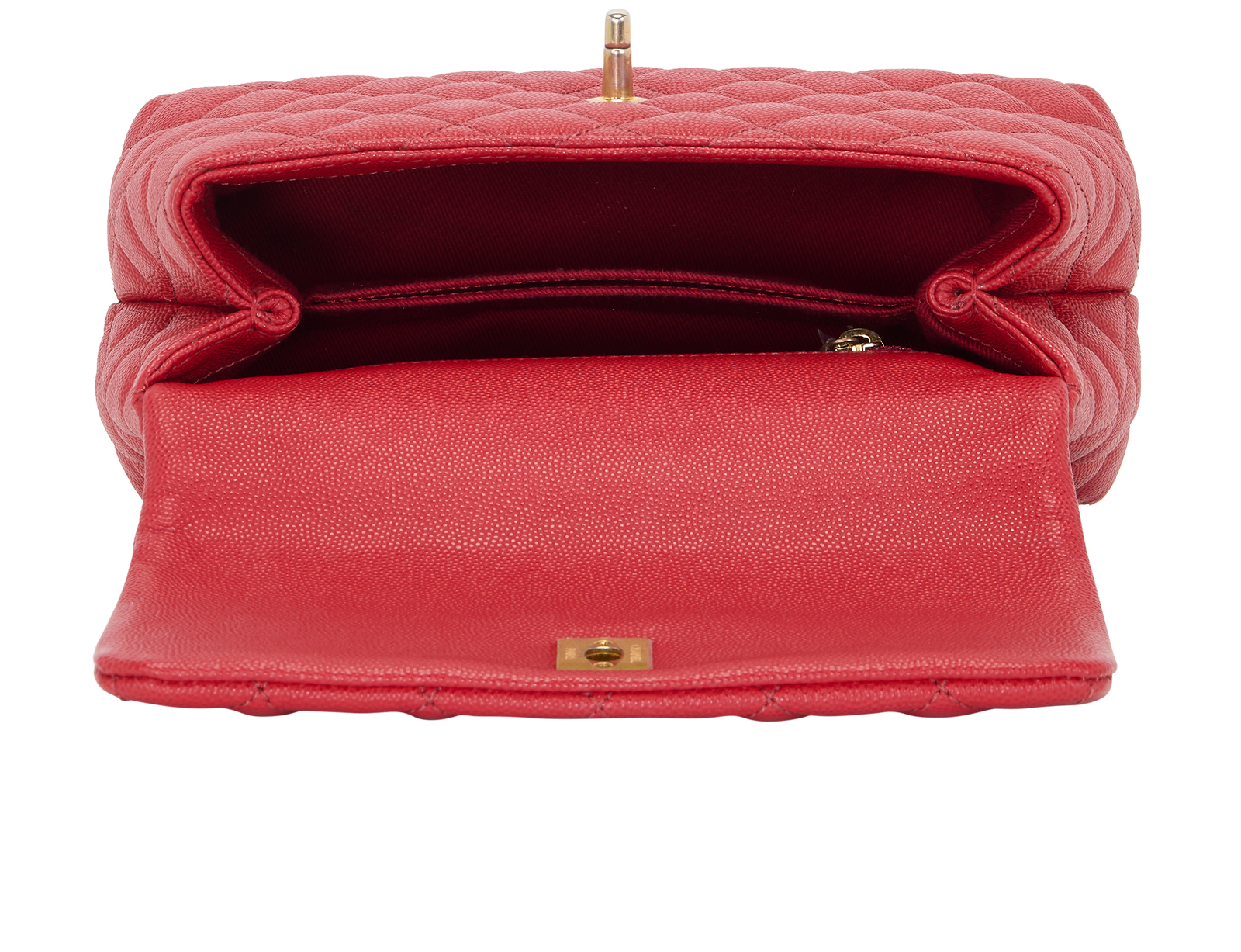 Mini Coco Top Handle, &pound;3,000, Handbags, Red, Caviar Leather/Lizard, Inside view